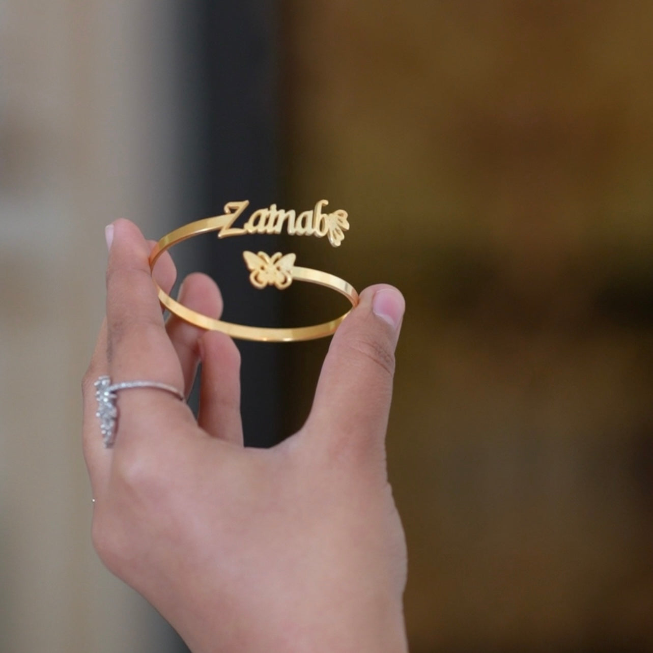 Customize Butterfly Name Bangle